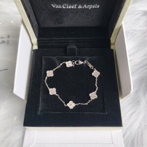 Van Cleef & Arpels Silver Four-Leaf Clover Six-Flower Bracelet